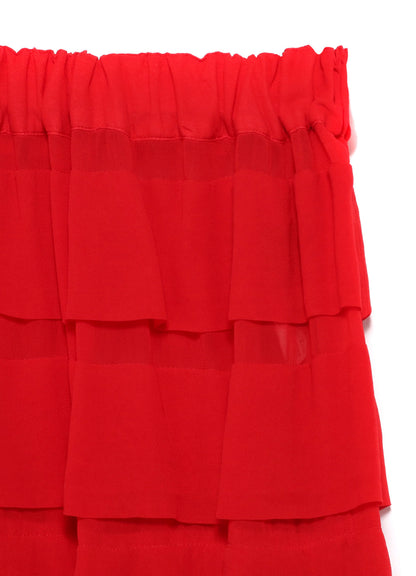 Garment-Dyed Chiffon Crushed Tuck Gather Skirt