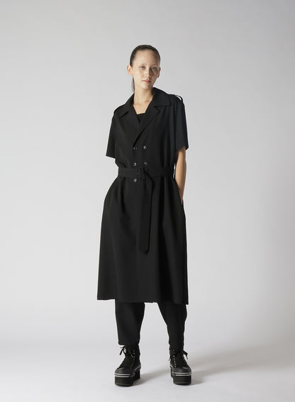 WOOL GABARDINE SHORT SLEEVE COAT