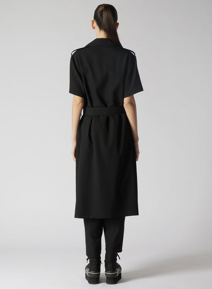 WOOL GABARDINE SHORT SLEEVE COAT