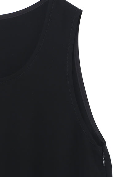 DOUBLE SATIN POCKETED PLEATS DRESS