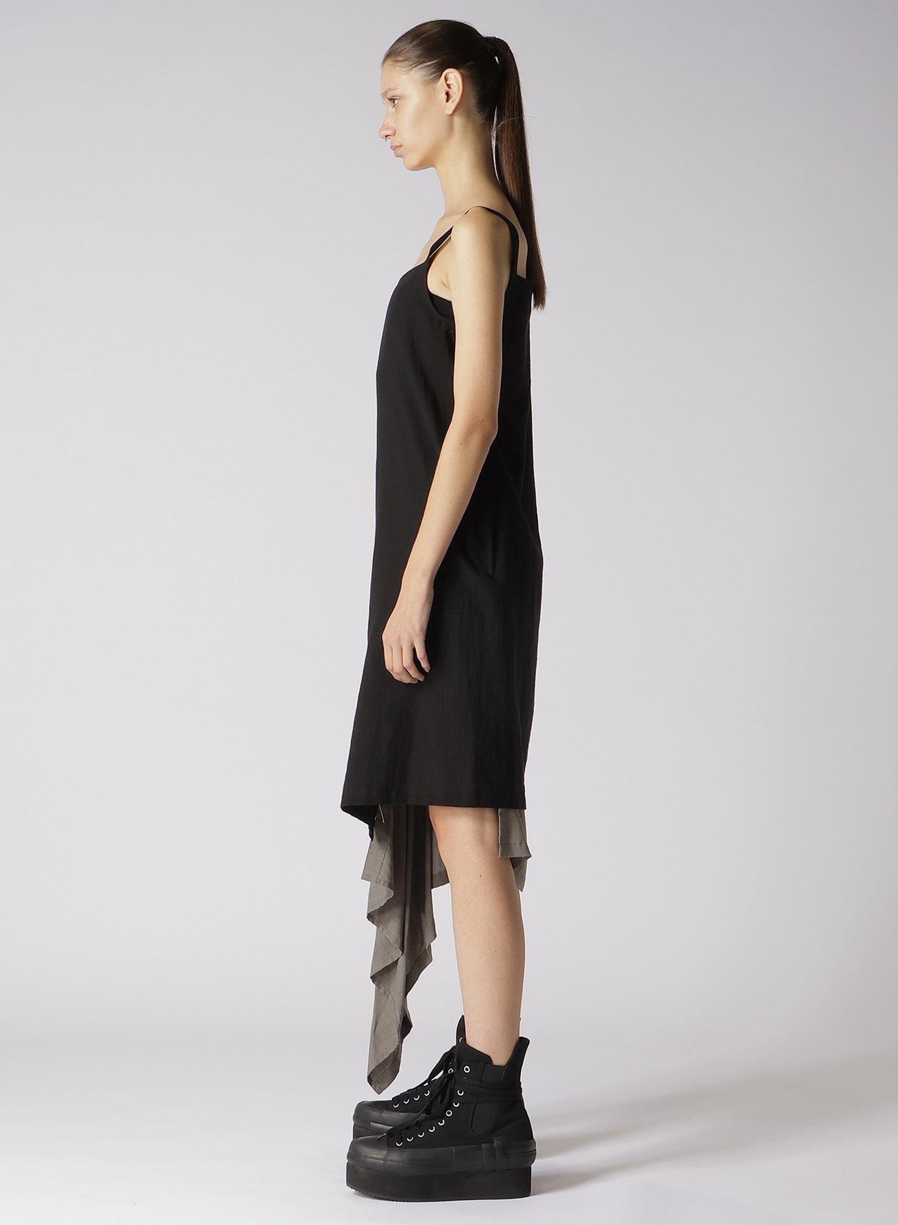 SUMI INK DYE ASYMMETRIC DRESS WITH PIN