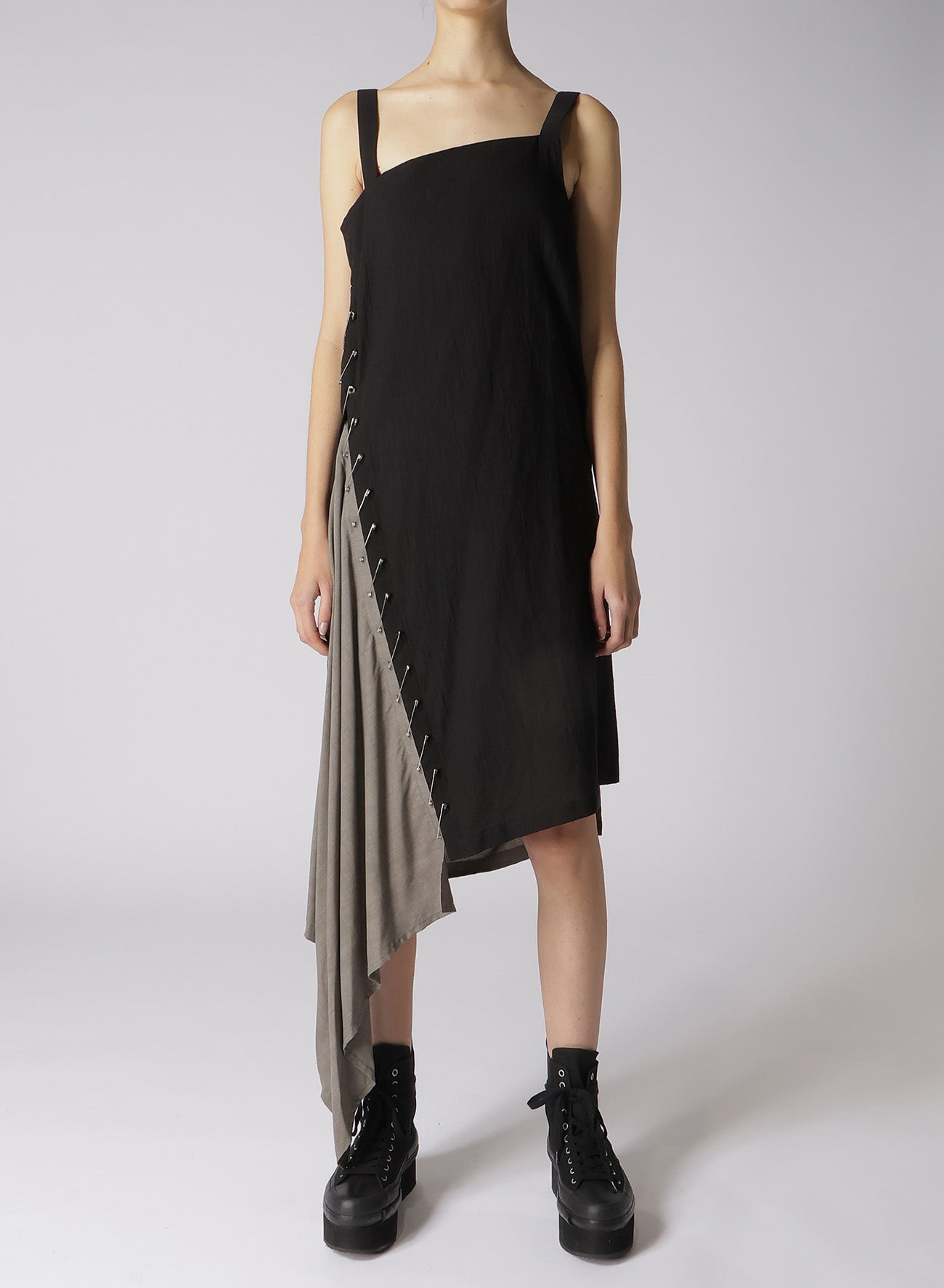 SUMI INK DYE ASYMMETRIC DRESS WITH PIN