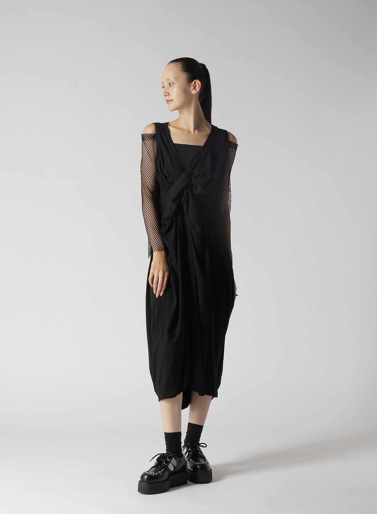 LAWN + MESH DRAPE DRESS