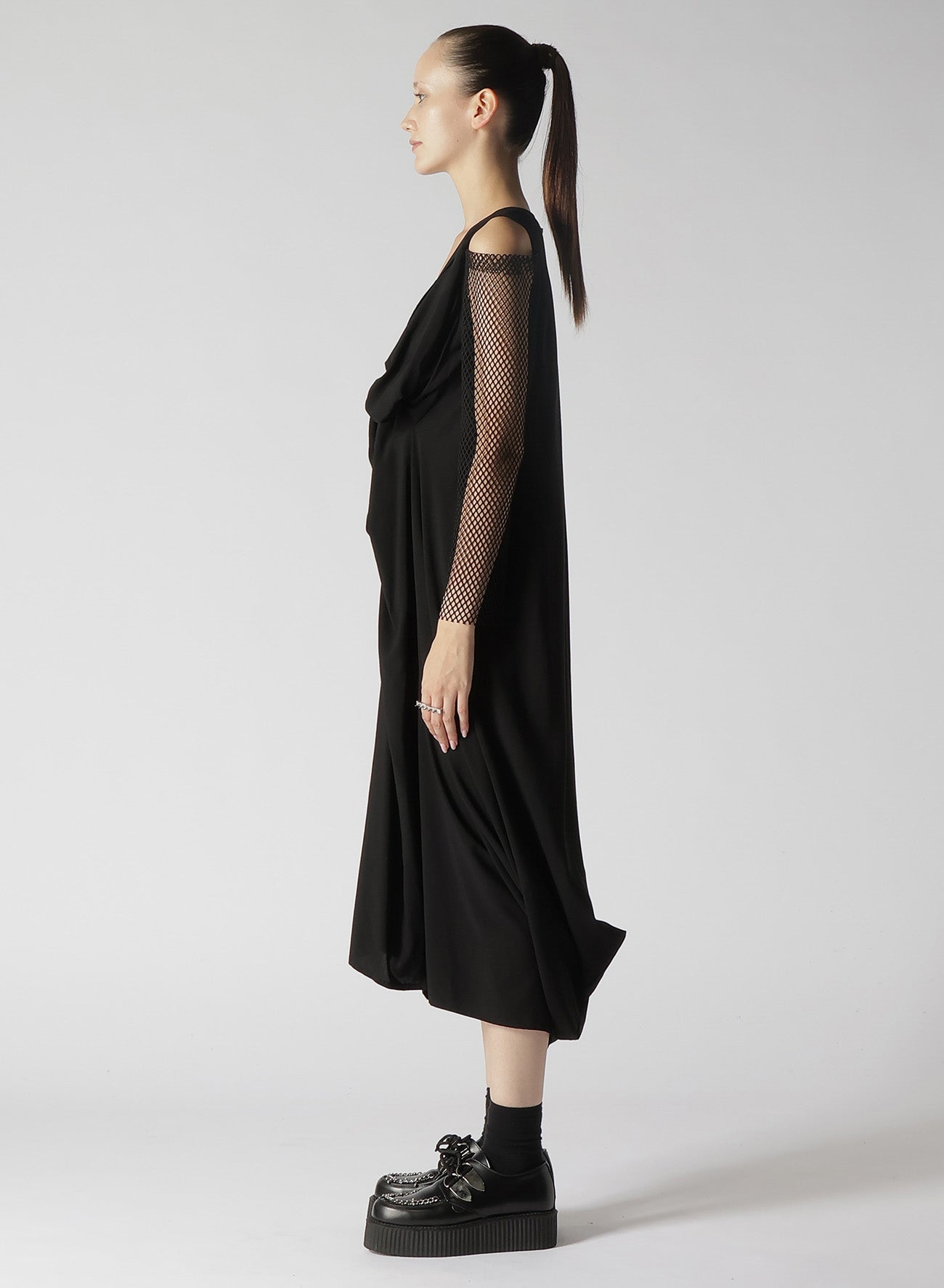 LAWN + MESH DRAPE DRESS