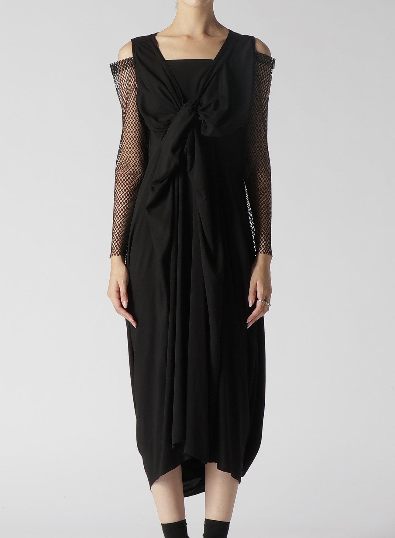 LAWN + MESH DRAPE DRESS