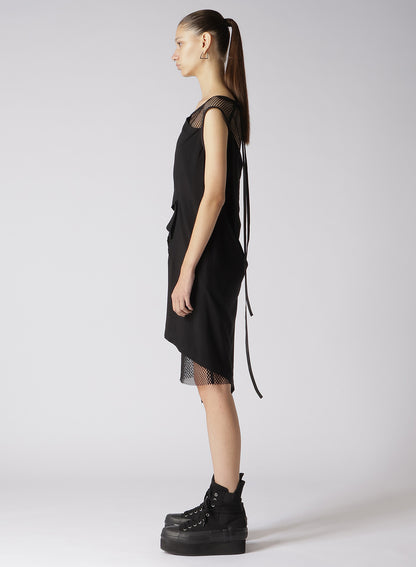 LAWN + MESH SLEEVELESS LAYERED DRESS