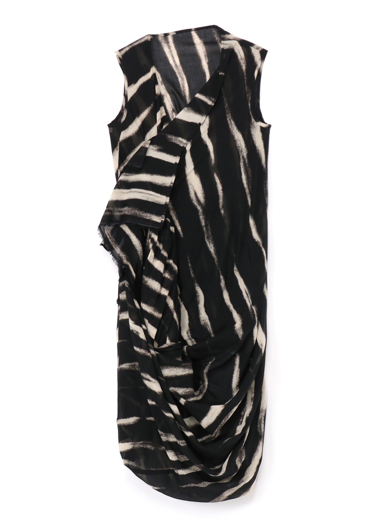 BLEACHED STRIPE DRAPE DARTS DRESS
