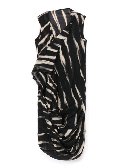 BLEACHED STRIPE DRAPE DARTS DRESS