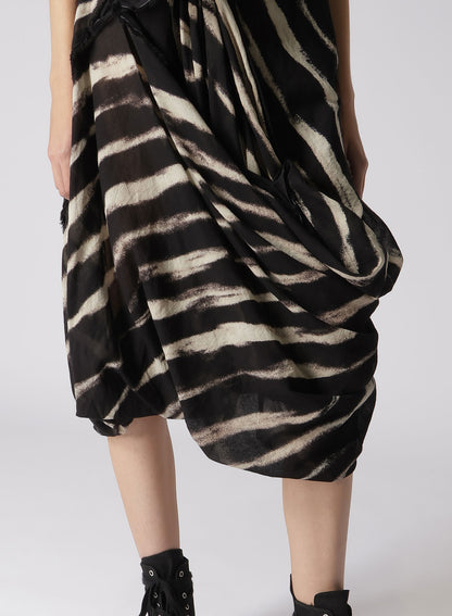 BLEACHED STRIPE DRAPE DARTS DRESS