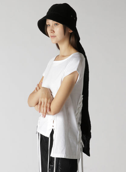 BLENDED LINEN PILE FLAT HAT WITH ATTACHED LOGO TOWEL