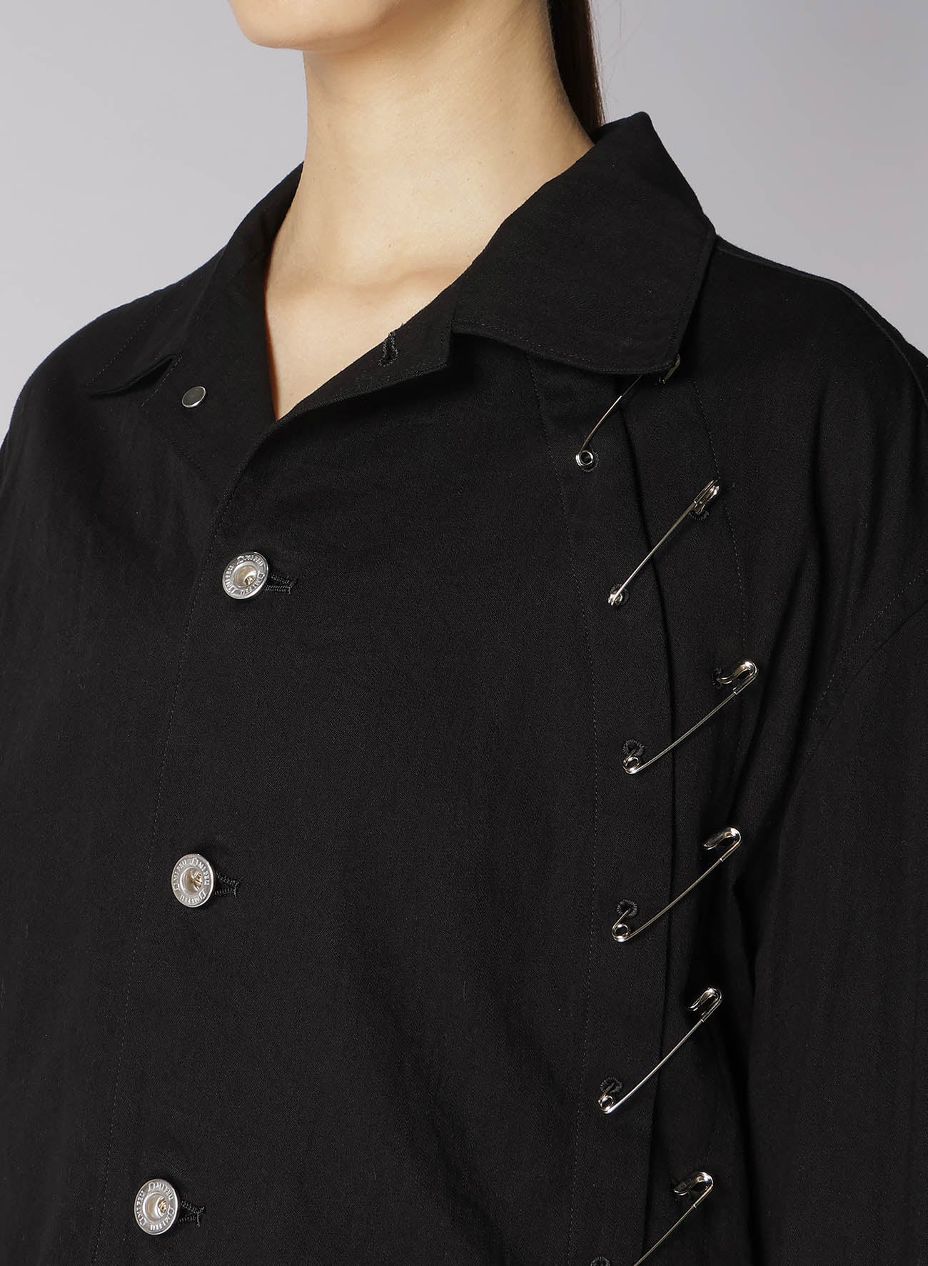 BLACK DENIM BLOUSON WITH PIN A – THE SHOP YOHJI YAMAMOTO