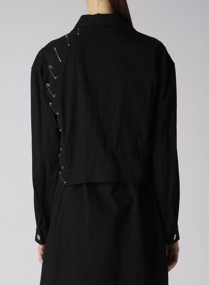 BLACK DENIM BLOUSON WITH PIN A