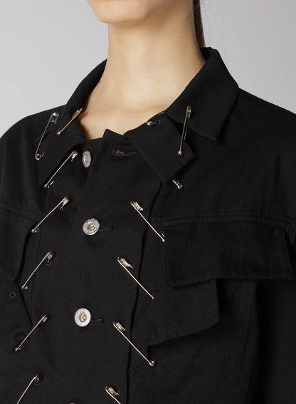 BLACK DENIM BLOUSON WITH PIN B