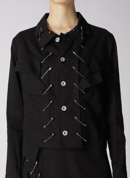 BLACK DENIM BLOUSON WITH PIN B