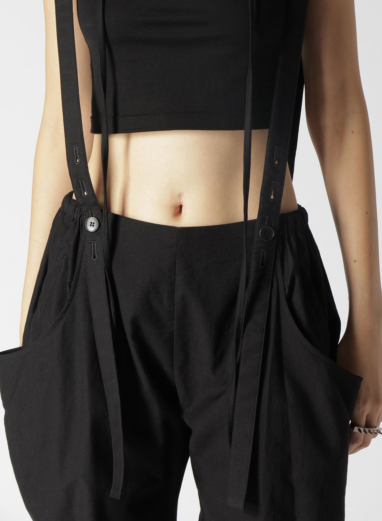 COTTON SERGE PANTS WITH SUSPENDERS