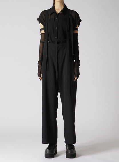 WOOL GABARDINE SUSPENDERS PANTS