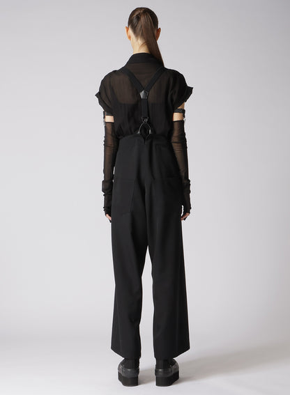 WOOL GABARDINE SUSPENDERS PANTS