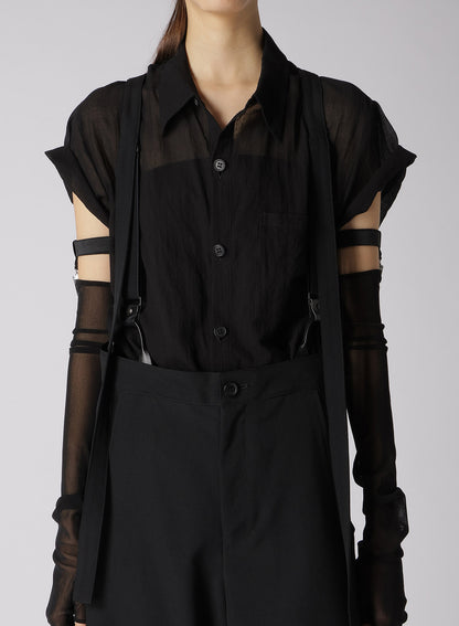 WOOL GABARDINE SUSPENDERS PANTS