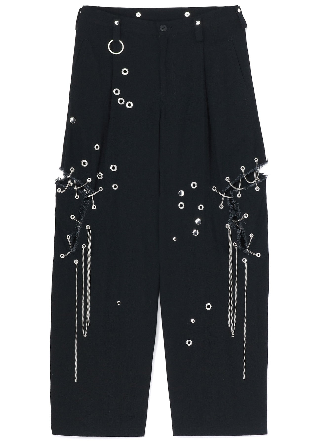 METAL EYELET SLIM DENIM PANTS