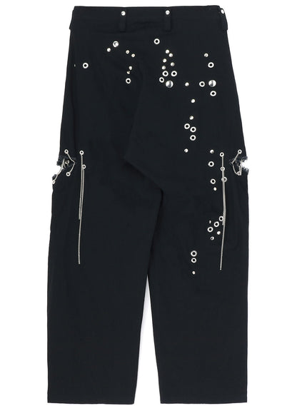 METAL EYELET SLIM DENIM PANTS