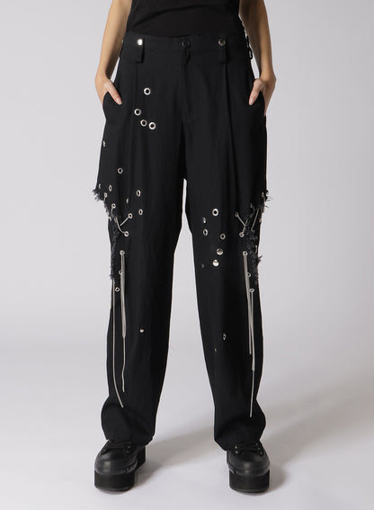 METAL EYELET SLIM DENIM PANTS