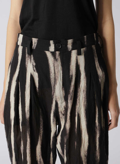 BLEACHED STRIPE SHORT LENGTH PLEATED PANTS