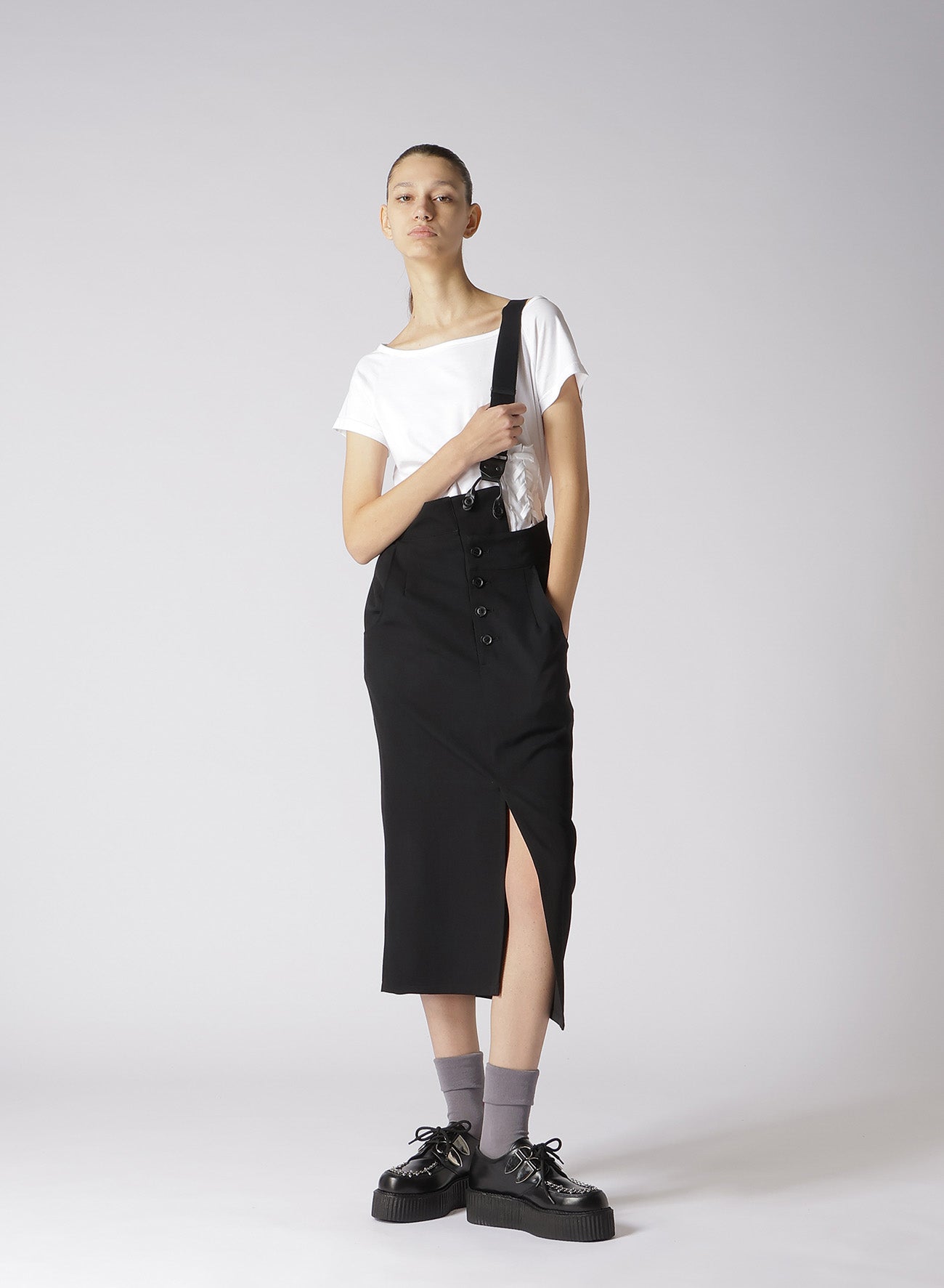 WOOL/GABARDINE TWISTED TIGHT SKIRT