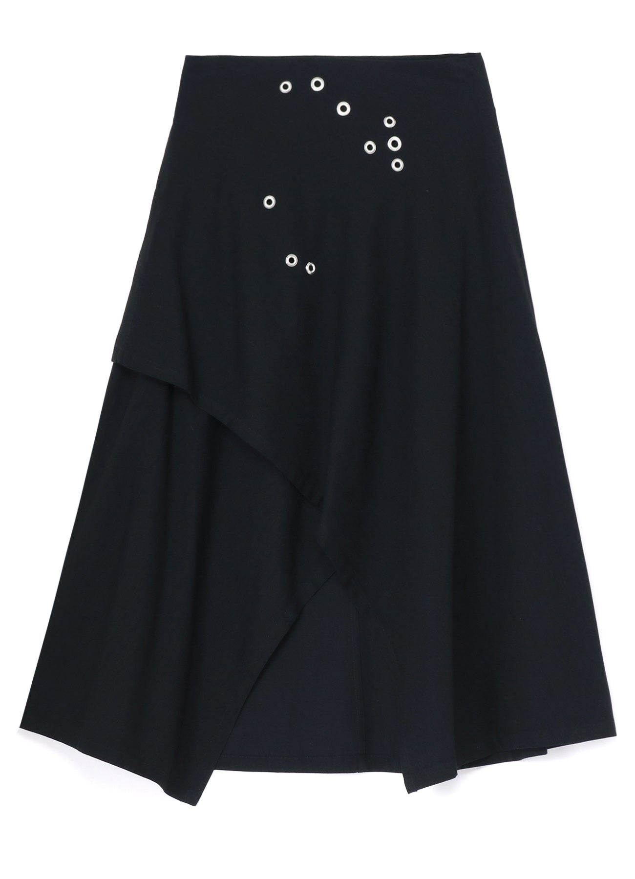 METAL EYELET WRAPPED DENIM SKIRT