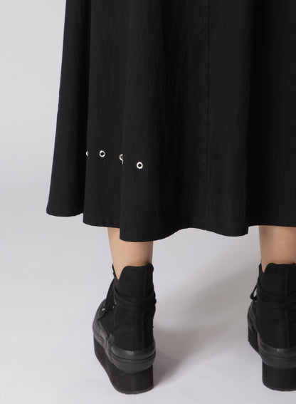 METAL EYELET WRAPPED DENIM SKIRT