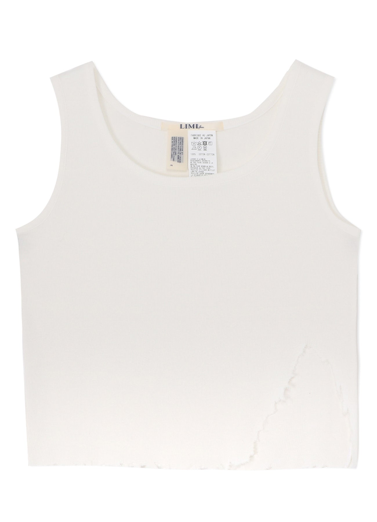 COTTON RAYON RIB TANK WITH DAMAGED HEM