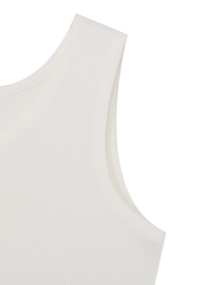 COTTON RAYON RIB TANK WITH DAMAGED HEM