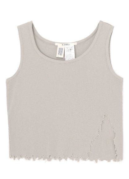 COTTON RAYON RIB TANK WITH DAMAGED HEM