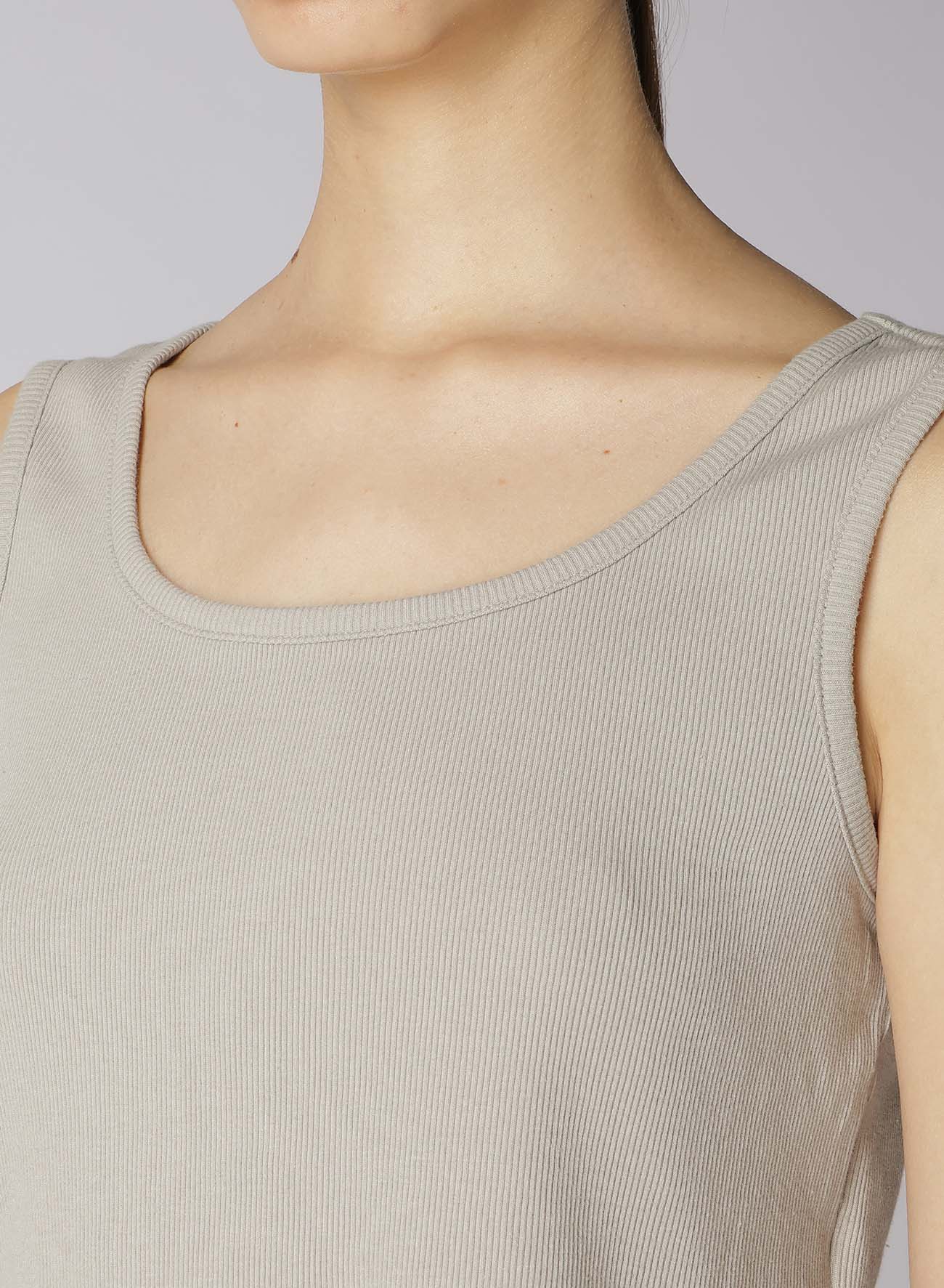 COTTON RAYON RIB TANK WITH DAMAGED HEM