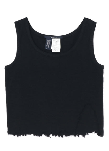 COTTON RAYON RIB TANK WITH DAMAGED HEM