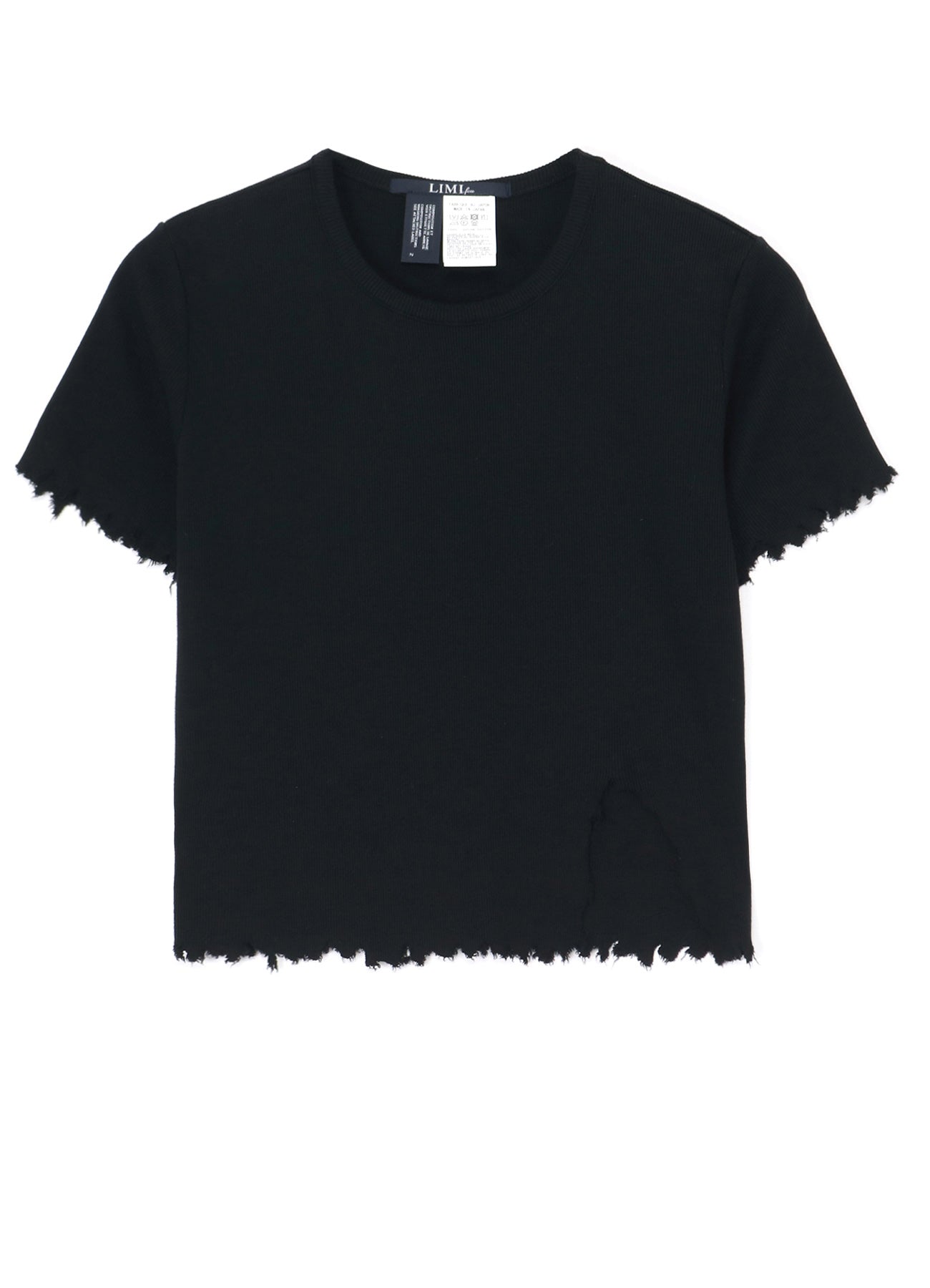 COTTON RAYON RIB T-SHIRT WITH DAMAGED HEM