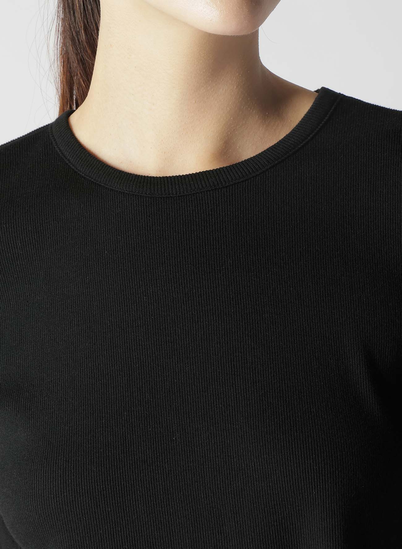 COTTON RAYON RIB T-SHIRT WITH DAMAGED HEM