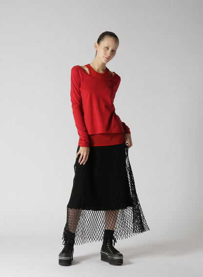 60/2 COTTON JERSEY LAYERED LONG T-SHIRT WITH TULLE