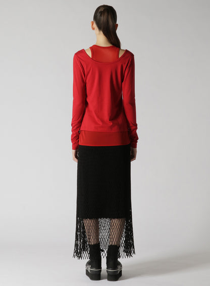 60/2 COTTON JERSEY LAYERED LONG T-SHIRT WITH TULLE