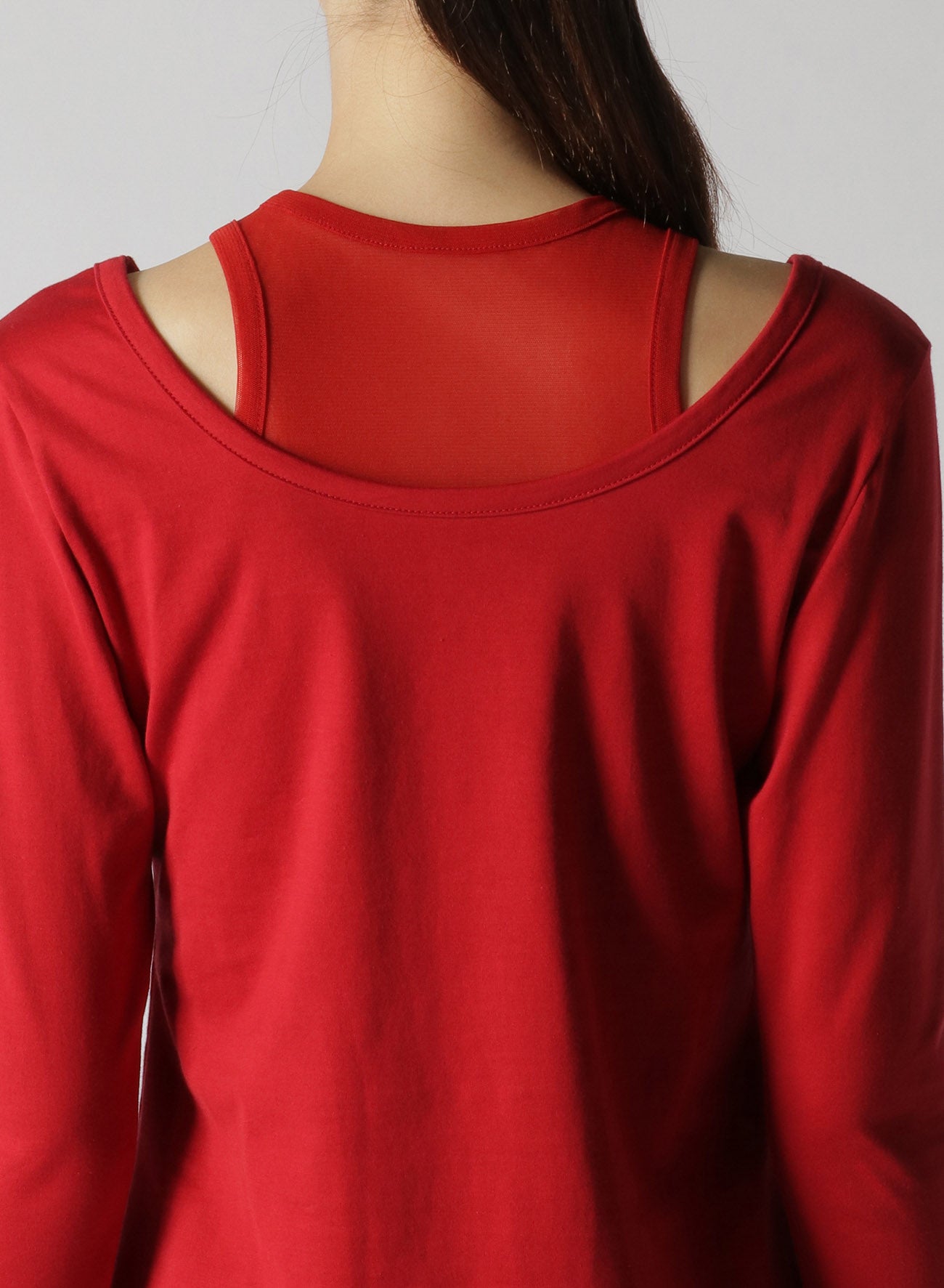 60/2 COTTON JERSEY LAYERED LONG T-SHIRT WITH TULLE