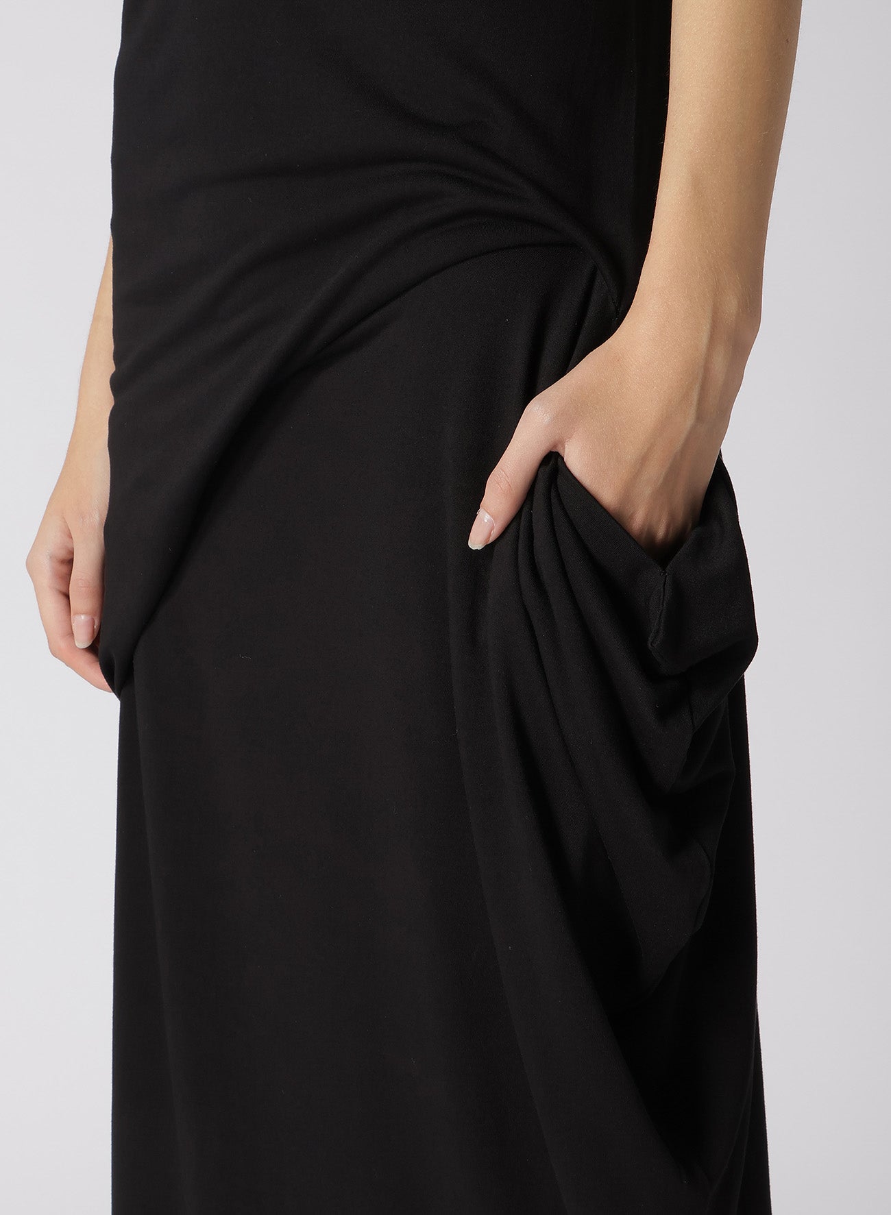 RAYON JERSEY DRAPED DRESS