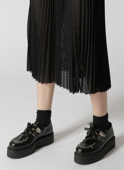 NYLON POLYURETHANE TRICOT MESH PLEATED SKIRT