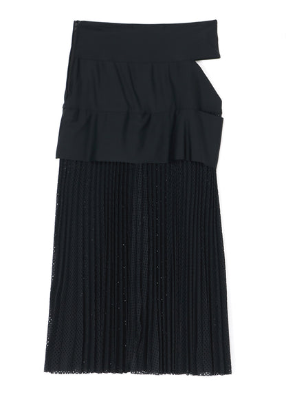 NYLON POLYURETHANE TRICOT MESH PLEATED SKIRT