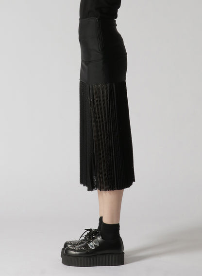 NYLON POLYURETHANE TRICOT MESH PLEATED SKIRT