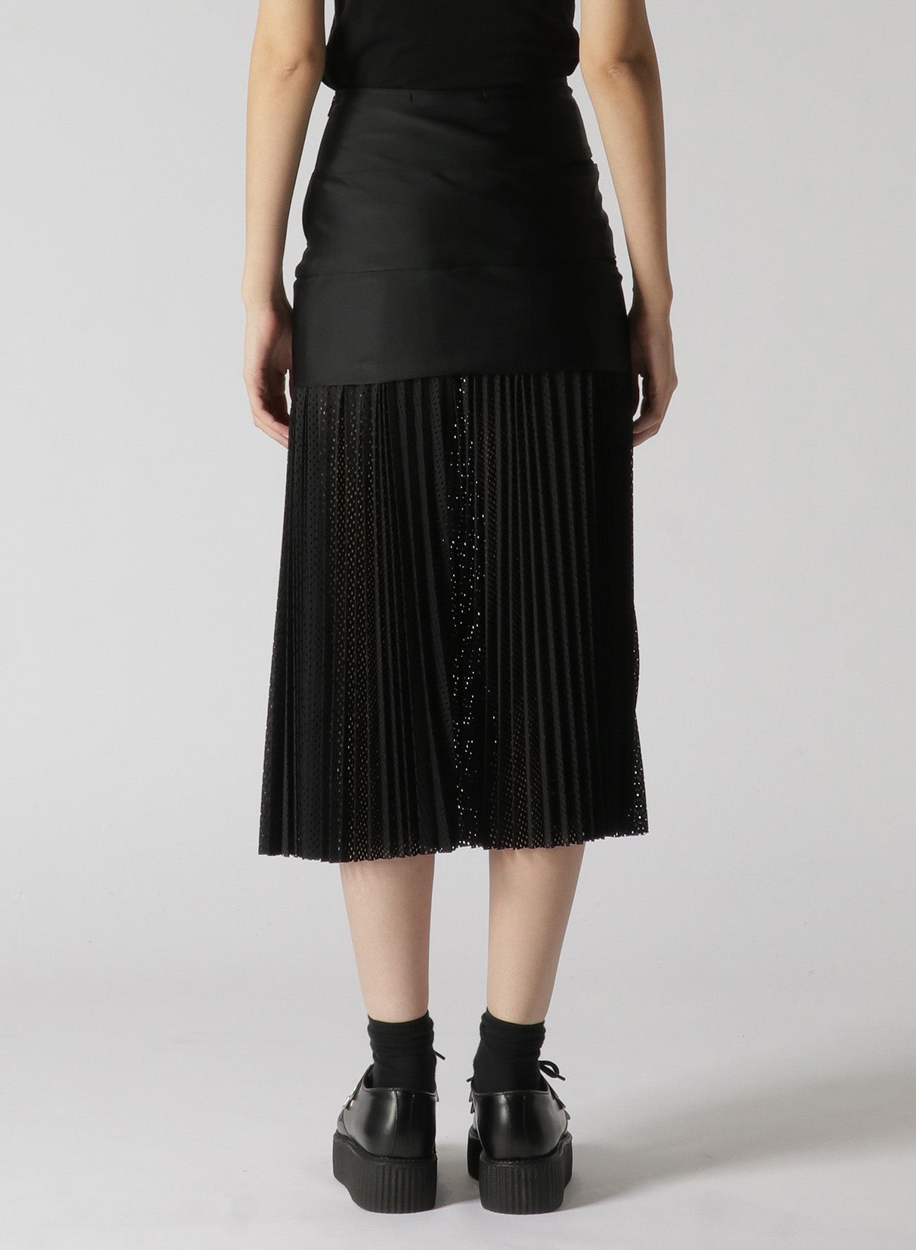 NYLON POLYURETHANE TRICOT MESH PLEATED SKIRT