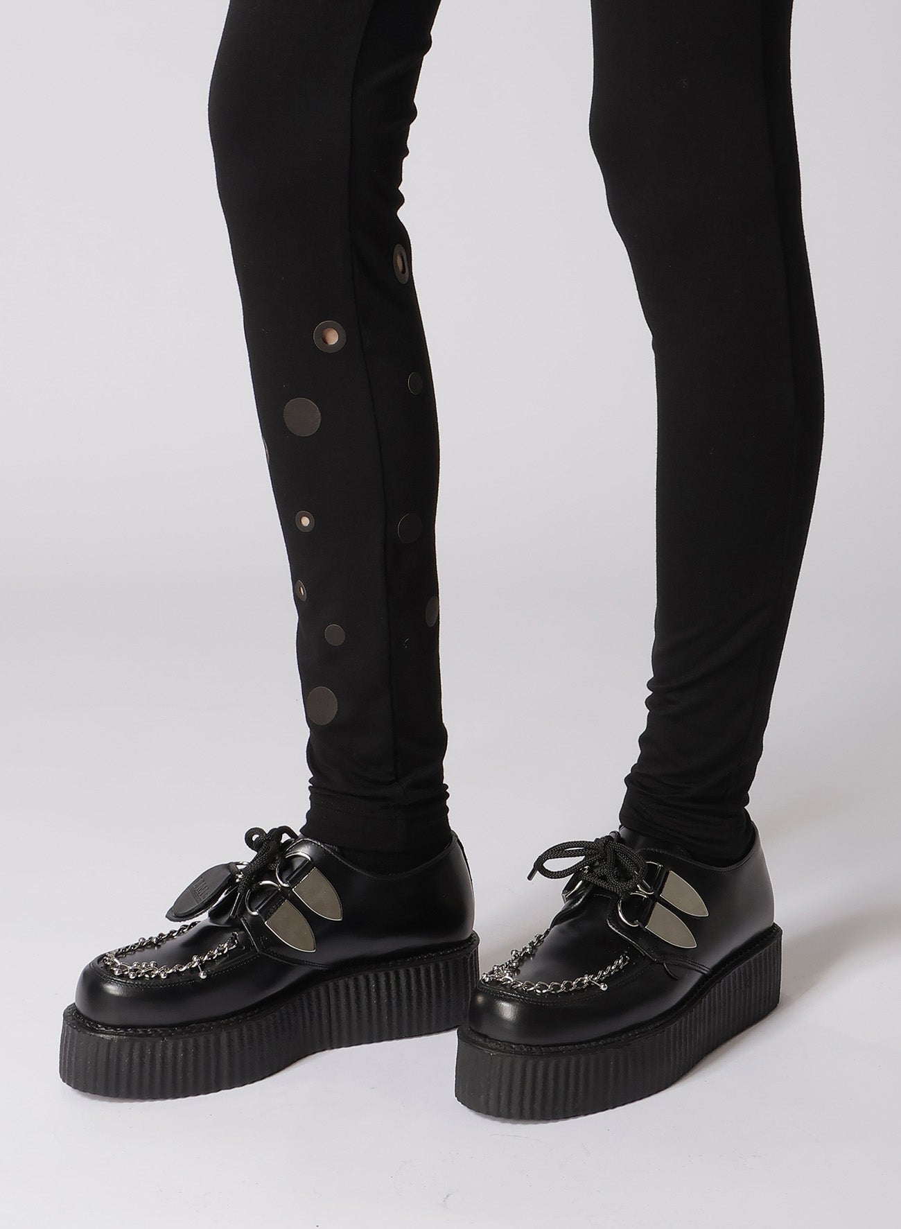LEATHER DOT JERSEY LEGGINGS