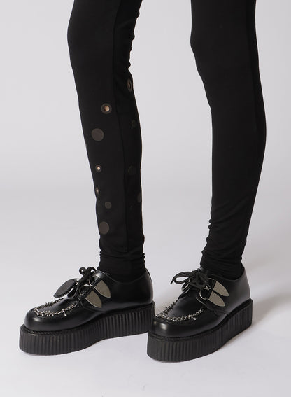 LEATHER DOT JERSEY LEGGINGS