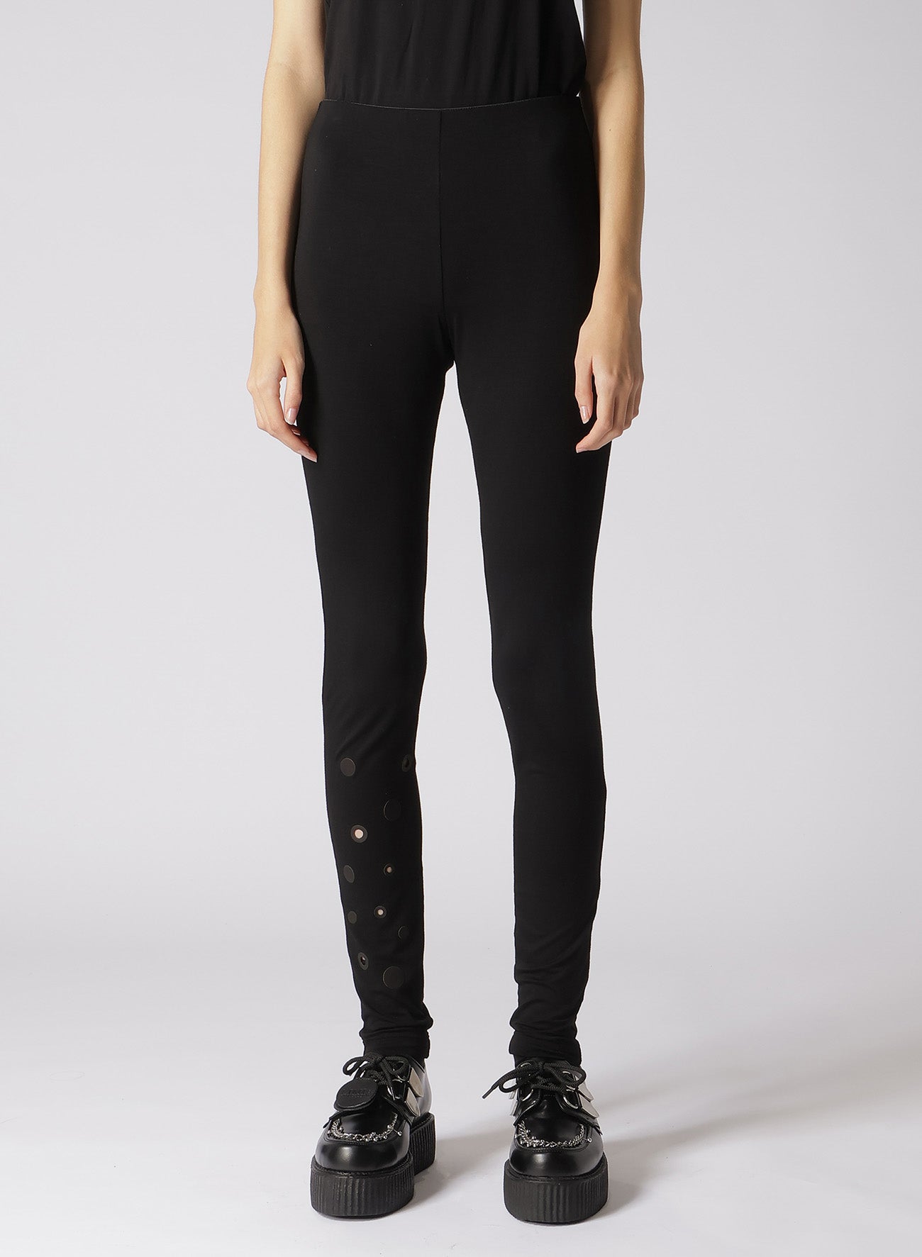 LEATHER DOT JERSEY LEGGINGS
