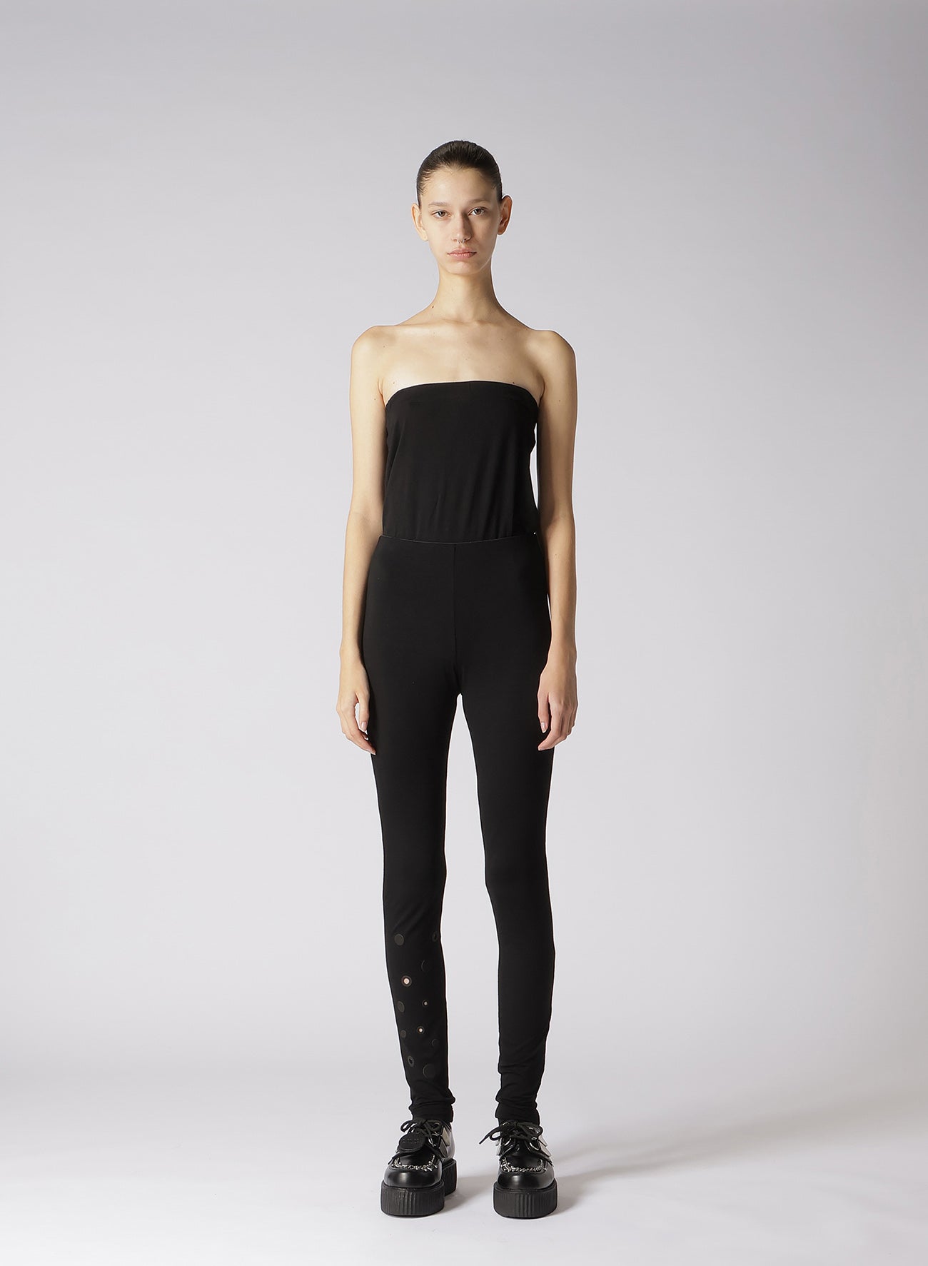 LEATHER DOT JERSEY LEGGINGS