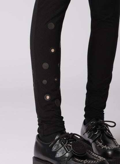 LEATHER DOT JERSEY LEGGINGS