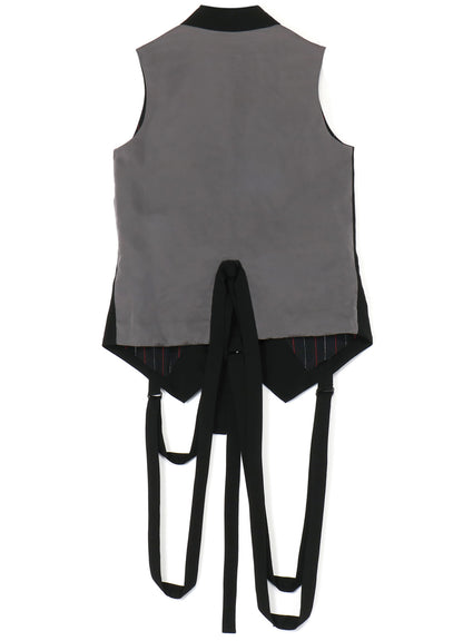 COTTON TENCEL LAWN HANGING STRAP COLLAR VEST